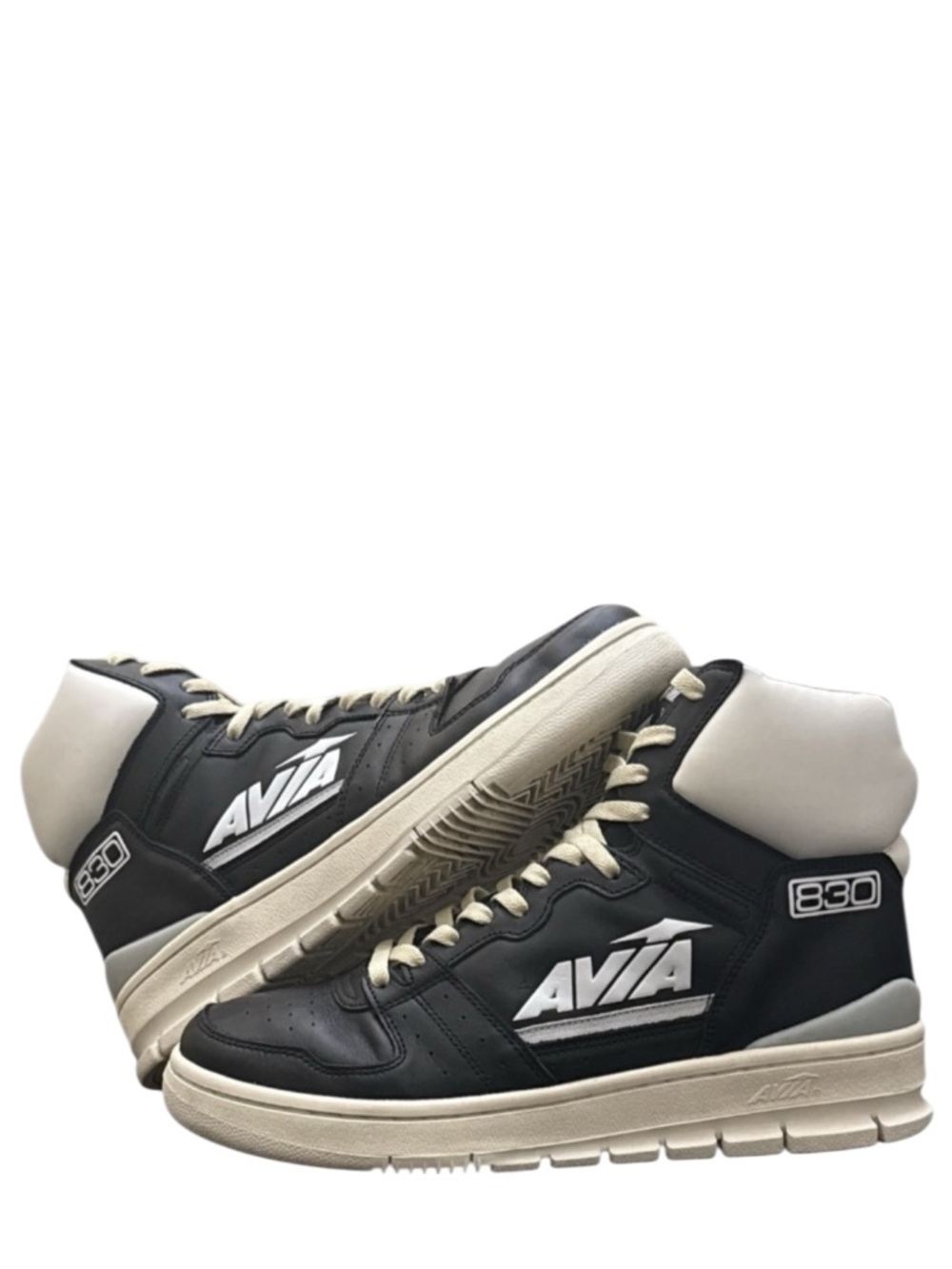 AVIA - 830 BLACK GREY TAN WHITE RETRO HI-TOP SNEAKERS